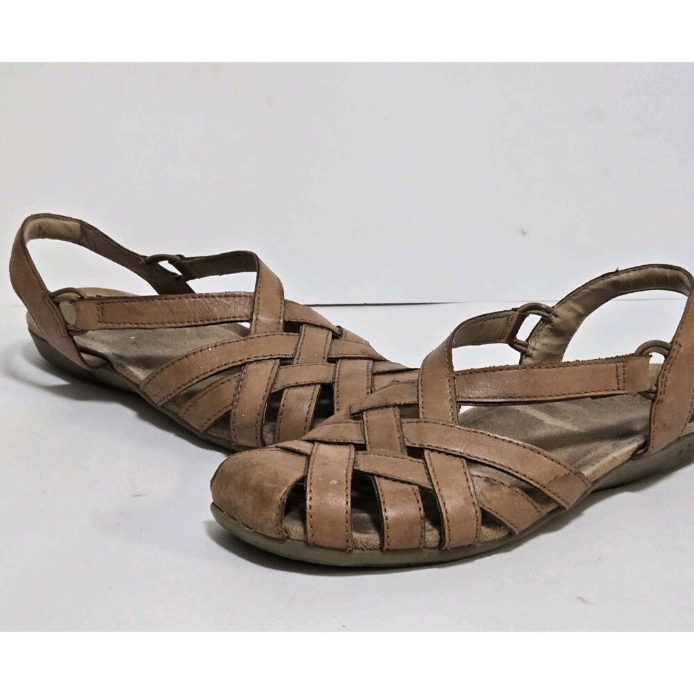 Earth Origins Sandals Womens Sz 7 M Belder Berri Brown Slingback Closed Toe